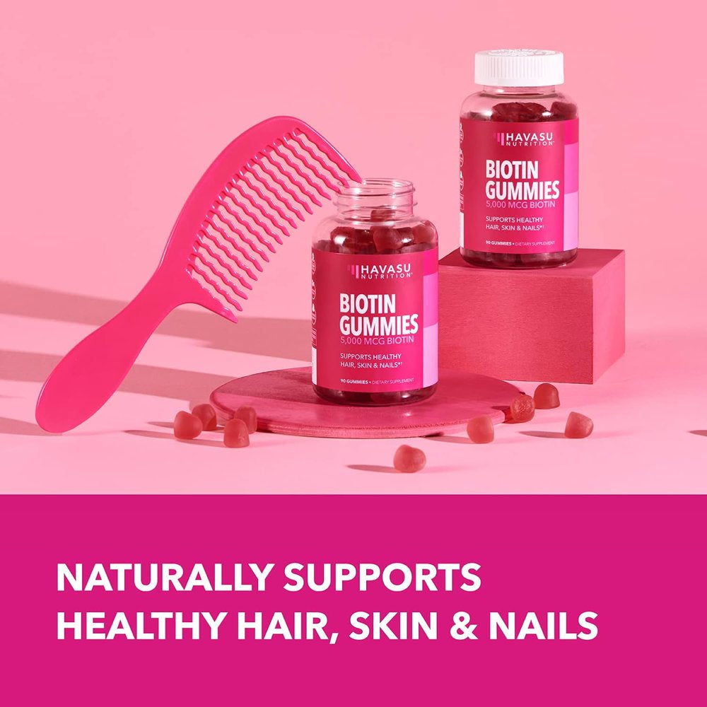 Havasu Biotin Gummies | 5000Mcg Biotin Gummies for Women | Hair, Skin & Nails Supplement, 90Ct