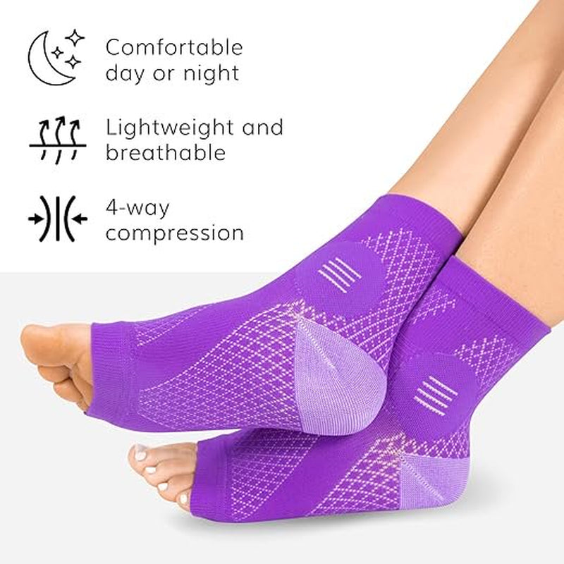 3Pair Compression Socks for Women Ankle Compression Sleeves Braces Arch Support Neuropathy Soothe Socks,Soothesocks for Men Women，Adult-L，Purple