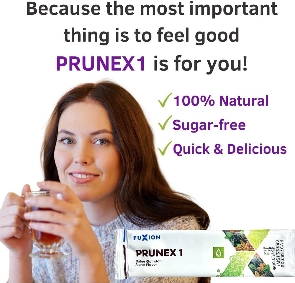 10-Day Cleanse Challenge by Fuxion Prunex 1 for Colon Detox (Optimal Intestinal Transit)10 Single Serving Packets,Plus a 12 Oz Shaker Bottle BPA Free