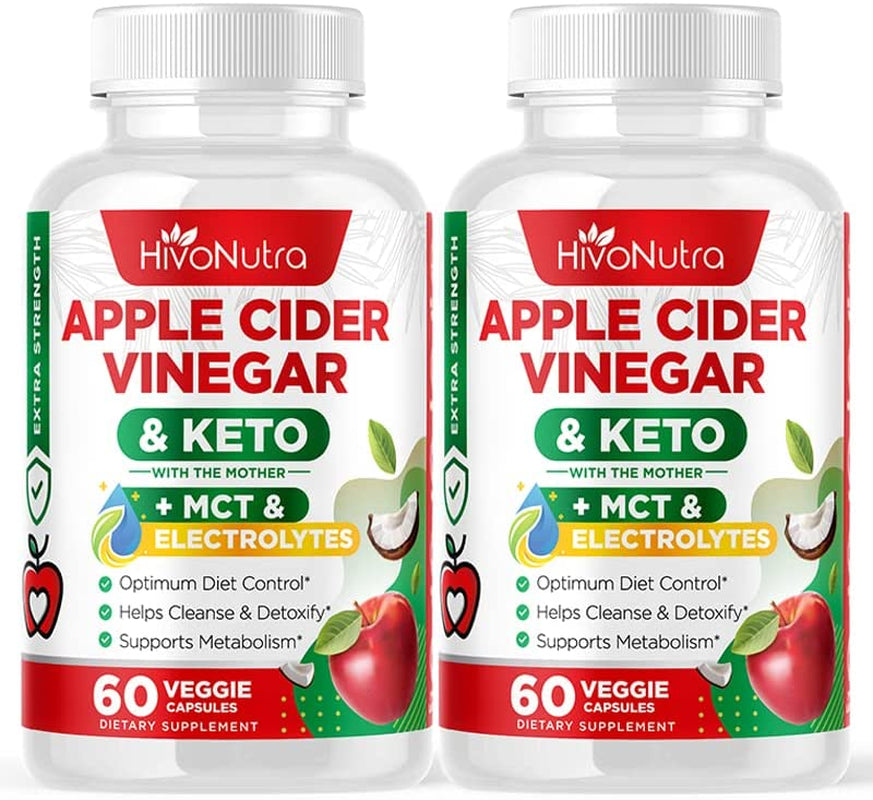 4X Strength Apple Cider Vinegar Capsules + Keto & MCT Oil for Women & Men - Diet Supplement Helps Cleanse & Detox - Supports Healthy Diet - Vegan ACV Pills with Mother (120 Count (Pack of 1))