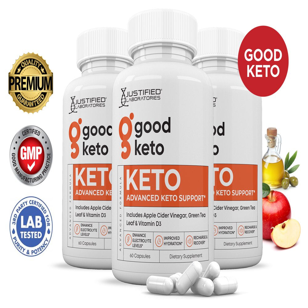 (3 Pack) Good Keto ACV Pills 1275Mg Alternative to Gummies Dietary Supplement 180 Capsules