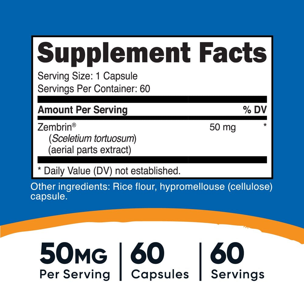 Nutricost Zembrin (Sceletium Tortuosum) 60 Capsules (50Mg Each) - Vegetarian, Non GMO, Gluten-Free