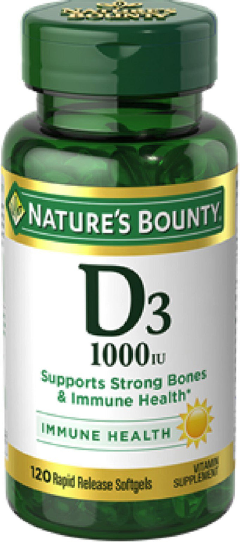 Nature'S Bounty Vitamin D3 1000 IU Immune Health, 120 Softgels (Pack of 3)