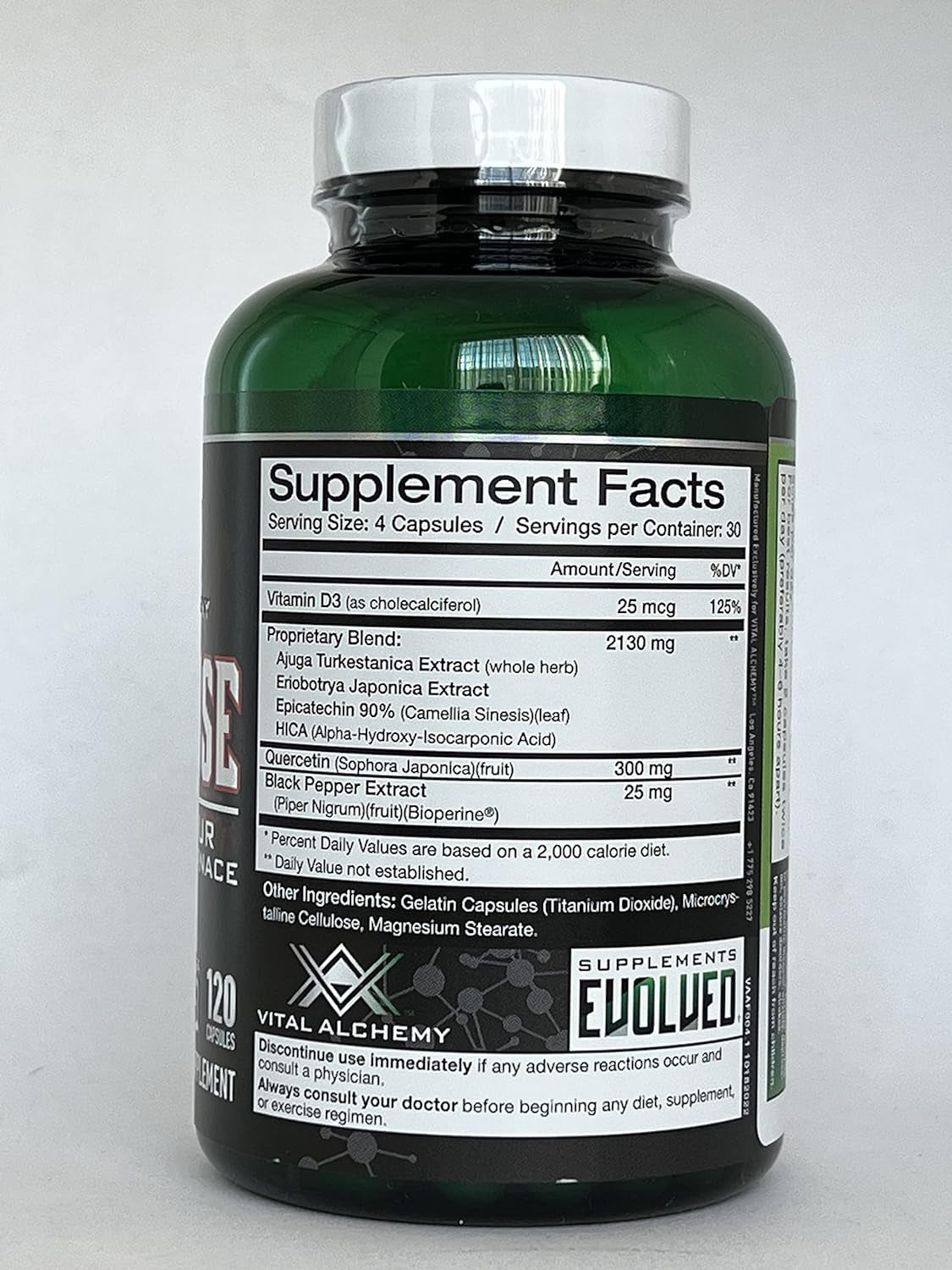 Vital Alchemy Supplements Anafuse with Turkesterone,Epicatechin,Hica,Quercetin,Vitamin D3,Eriobotrya Japonica,And Others for Mass Gains, Muscle Recovery,Post Work Out,Cardio and Immune Support.