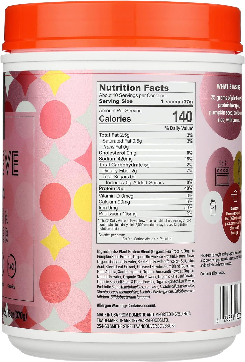 Natreve Vegan Strawberry Shortcake Protein Powder, 13 OZ