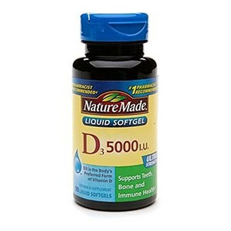 Nature Made Vitamin D3 5000 IU Liquid Softgels 90 Ea Pack of 3