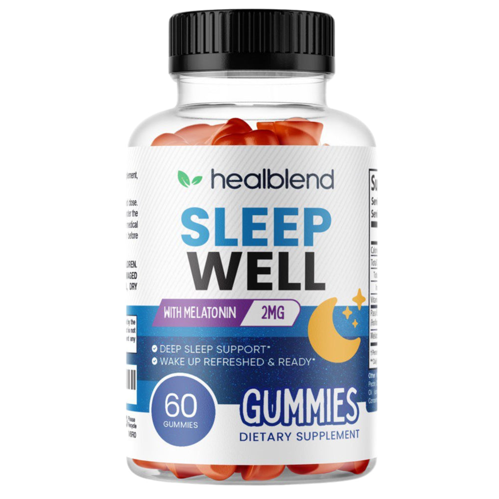 Healblend Sleep Well Gummies with Vitamin B6, Passiflora Extract, Melatonin, 60 Gummies