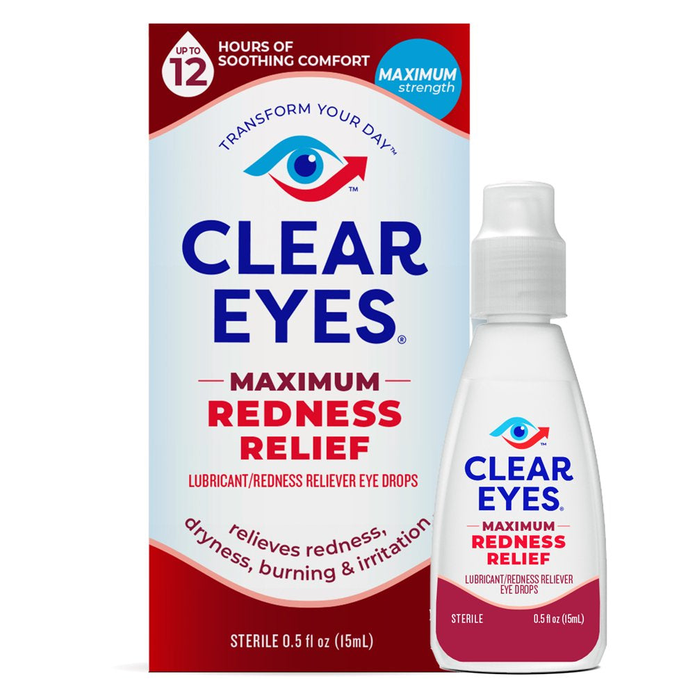 Clear Eyes Maximum Redness Eye Relief Lubricant Eye Drops, 0.5 Fl Oz