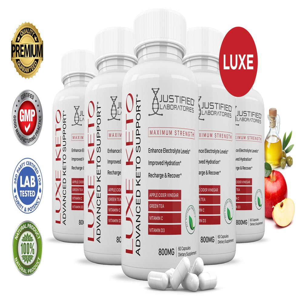 (5 Pack) Luxe ACV Pills 1275 MG Stronger than Gummies Advanced Keto Support 300 Capsules