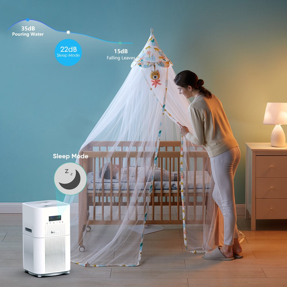 Wifi Air Purifier for Large Rooms, 1800 Sq. Ft H13 True HEPA Filter with Remote Control for Allergies Pets Smoke Dust