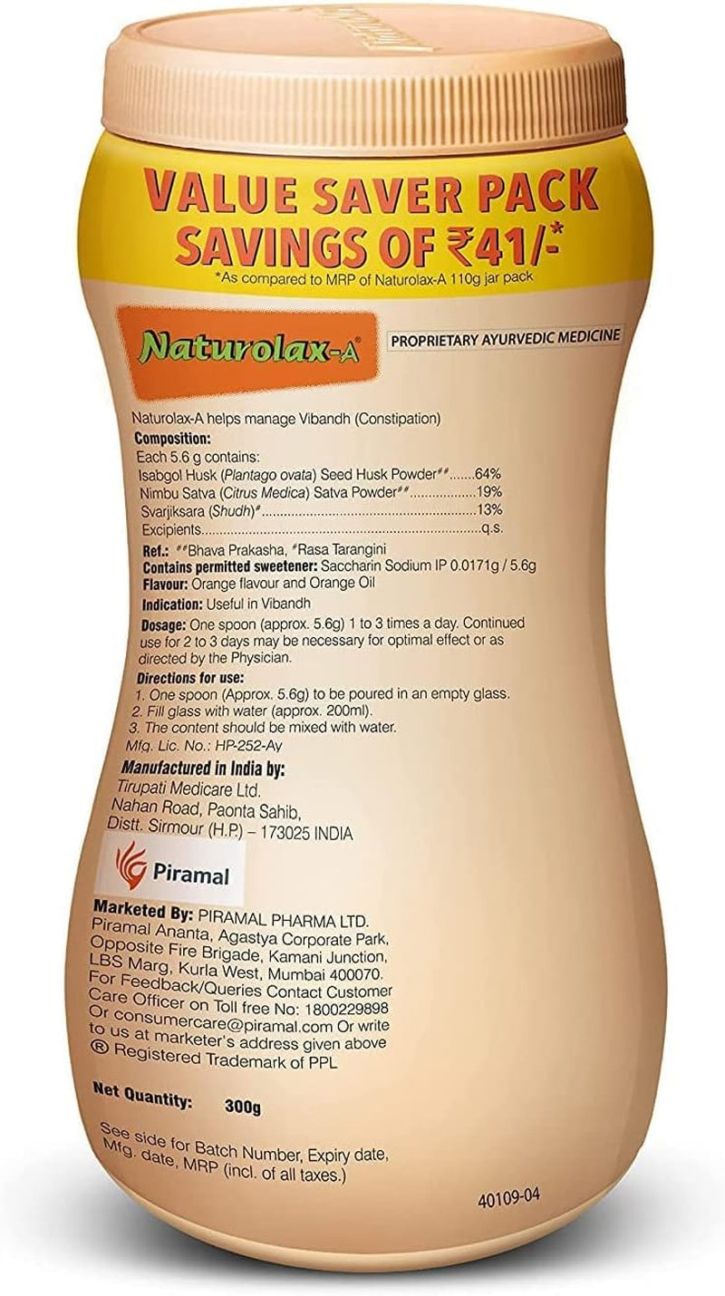 CROW Naturolax-A Isabgol Husk Powder, Orange, 300 GMS