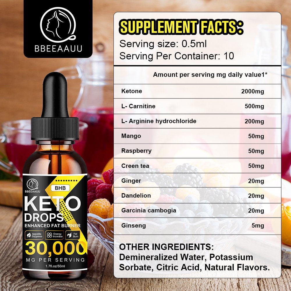 Bbeeaauu Keto Drops Supplement 50Ml 30000Mg for Weight Loss & Energy Increase