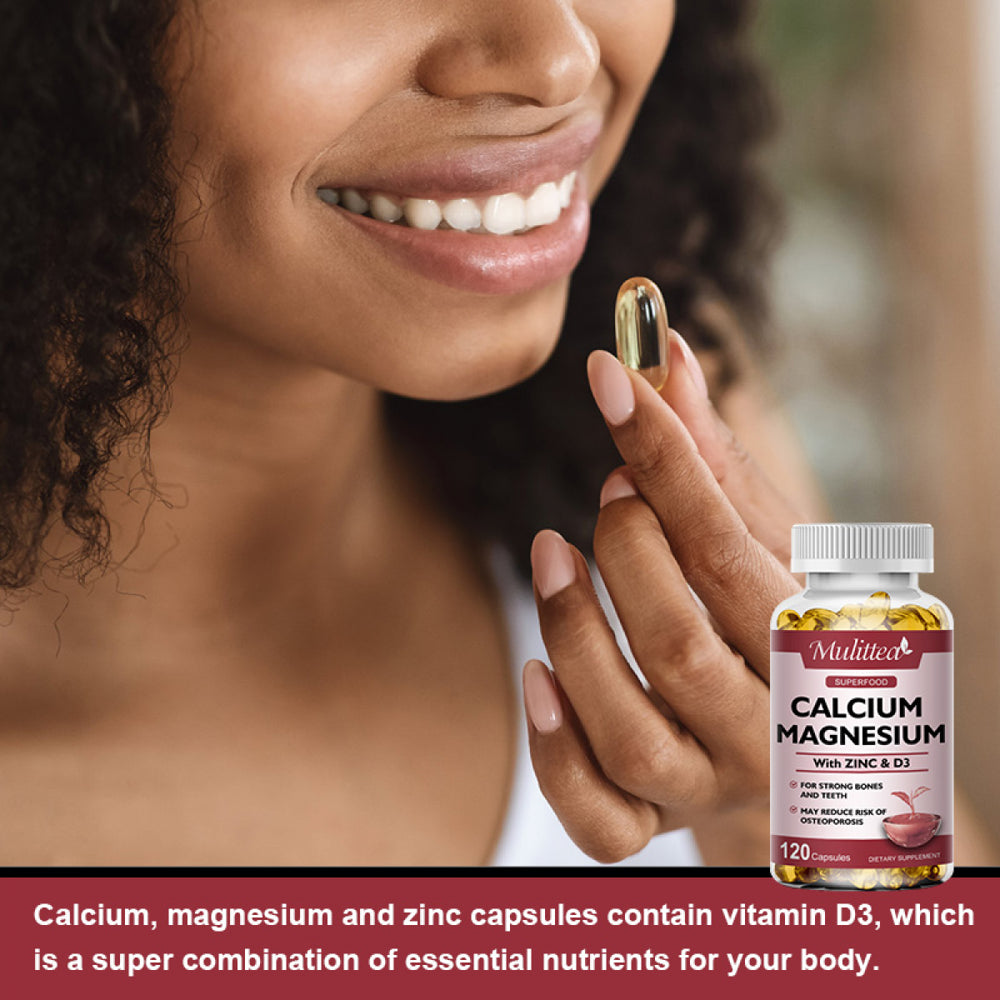 Mulittea Calcium 1000Mg Magnesium 400Mg Zinc 25Mg Vitamin D3 600Iu Health Diet Supplement -120Count