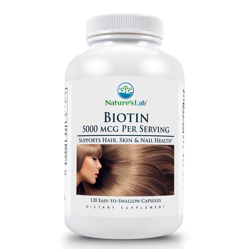Nature'S Lab Biotin 5000 Mcg - 120 Capsules (4 Month Supply) - Promotes Healthy Hair, Skin & Nails