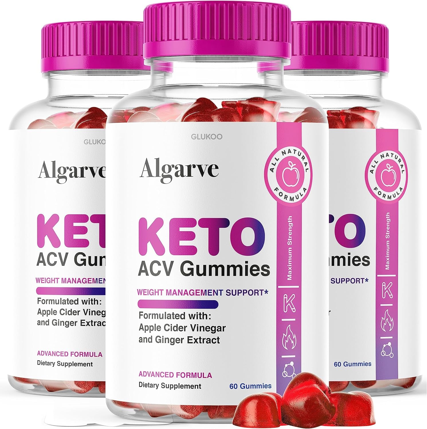 (3 Pack) Algarve Keto ACV Gummies - New Improved Algrave Gummys Bears Formula, Advanced Agave Apple Gummy S for Health, Algare plus Cider Gummie, Algarveketo Vinegar Gummies for 90 Days Supply