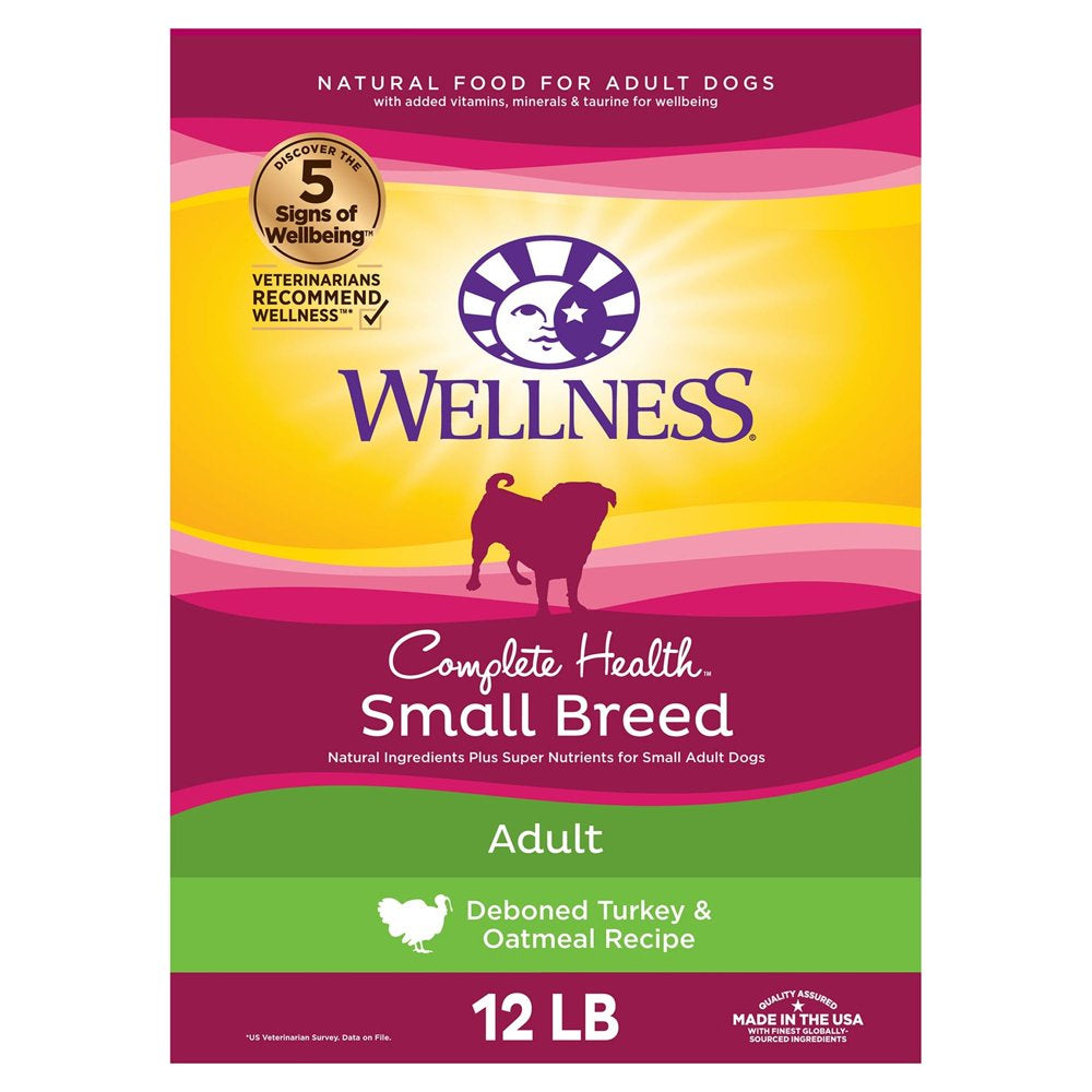 Wellness Complete Health Natural Dry Small Breed Dog Food, Turkey & Oatmeal, 12-Pound Bag