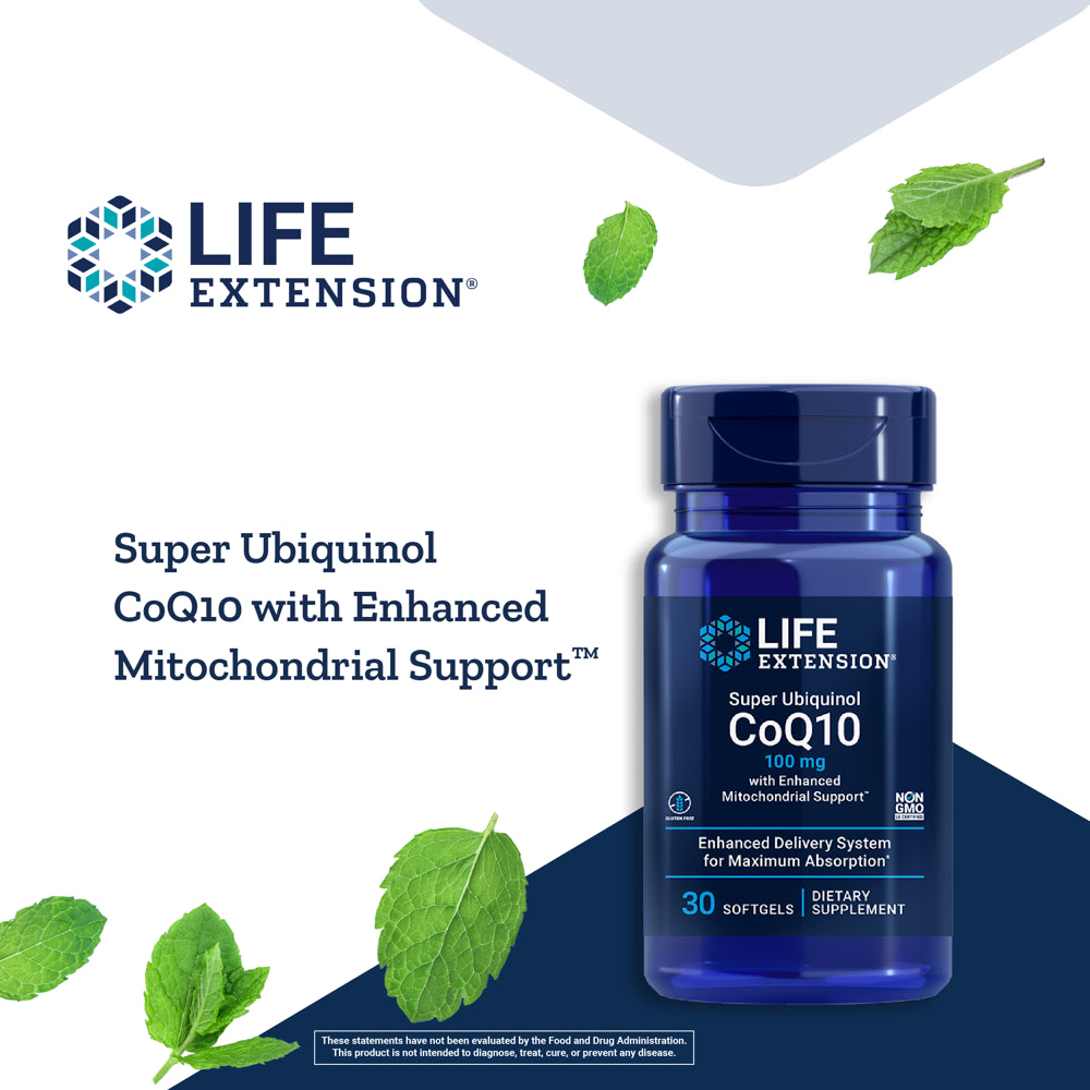 Life Extension Super Ubiquinol Coq10 with Enhanced Mitochondrial Support™, 100 Mg - for Heart Health & Anti-Aging, Cholesterol & Energy Management Supplement - Gluten-Free, Non-Gmo - 30 Softgels