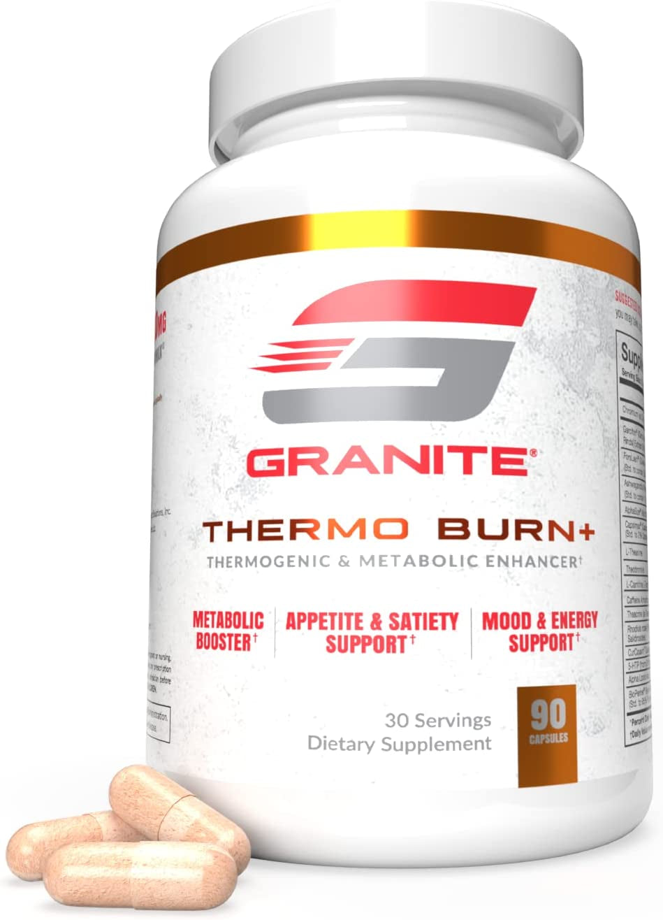 Thermo Burn+ by Granite® (90 Capsules) New Advanced Formula for Thermogenic, Metabolic, Mood & Appetite Support | Get the Edge Support Your Weight Goals with These Patented Ingredients (Made in USA)