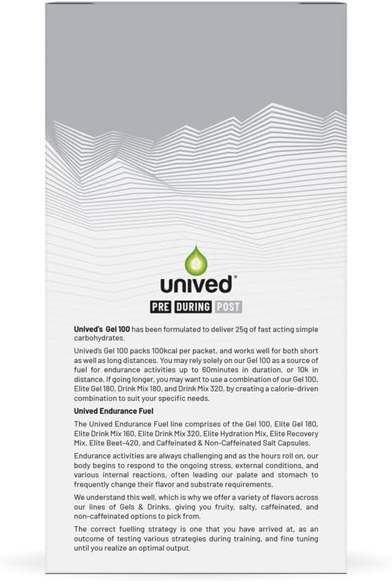 Unived Gel 100 - Vegan Energy Gel for Endurance Athletes Runners & Cyclists - 100Kcal - Salted Caramel - Pack of 6