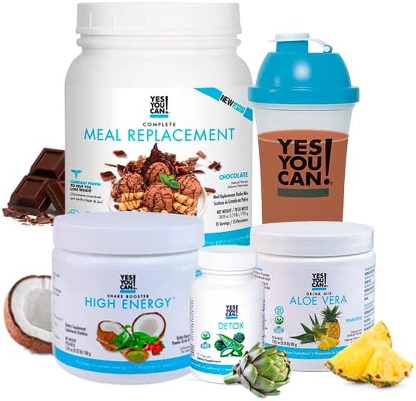 Yes You Can! Detox plus Kit (Meal Replacement Chocolate, Aloe Vera Pineapple) - Complete Meal Replacement Powder, High Energy Shake Booster, Aloe Vera Detox Supplement, Health Transformation