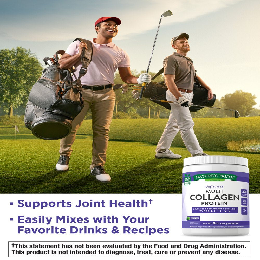 Nature'S Truth Multi Collagen Powder | 9 Oz | Type I, II, III, V, X | Hydrolyzed Collagen Peptide Protein Powder | Keto and Paleo Friendly | Unflavored | Non-Gmo, Gluten Free