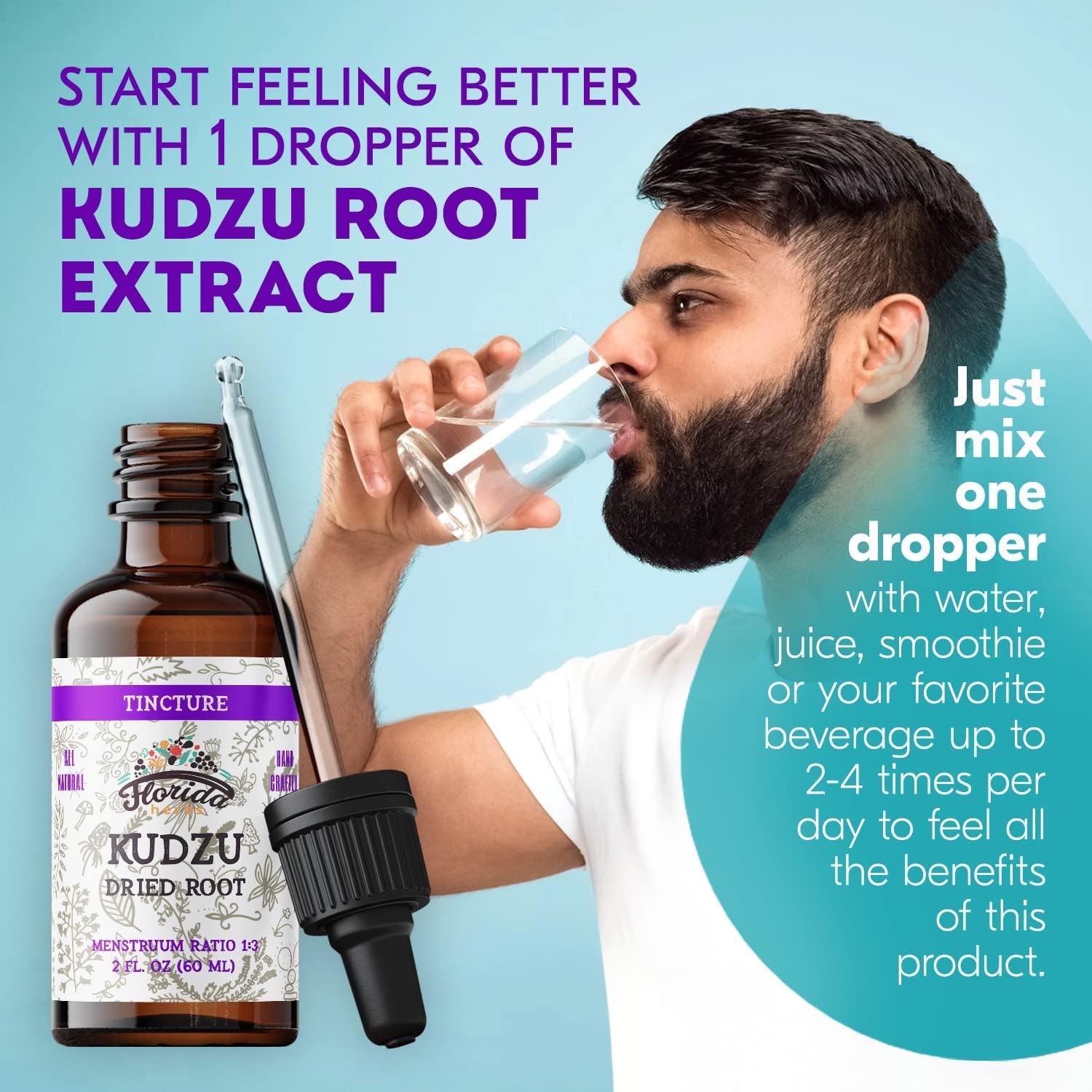 Kudzu Extract – Liver Cleanse Detox - Kudzu Root Organic Supplement- Natural Kudzu Plant for Heart Health - Inflammation Relief Kudzu Root Extract - Non-Alcohol Supplement - Made in USA – 2 Oz