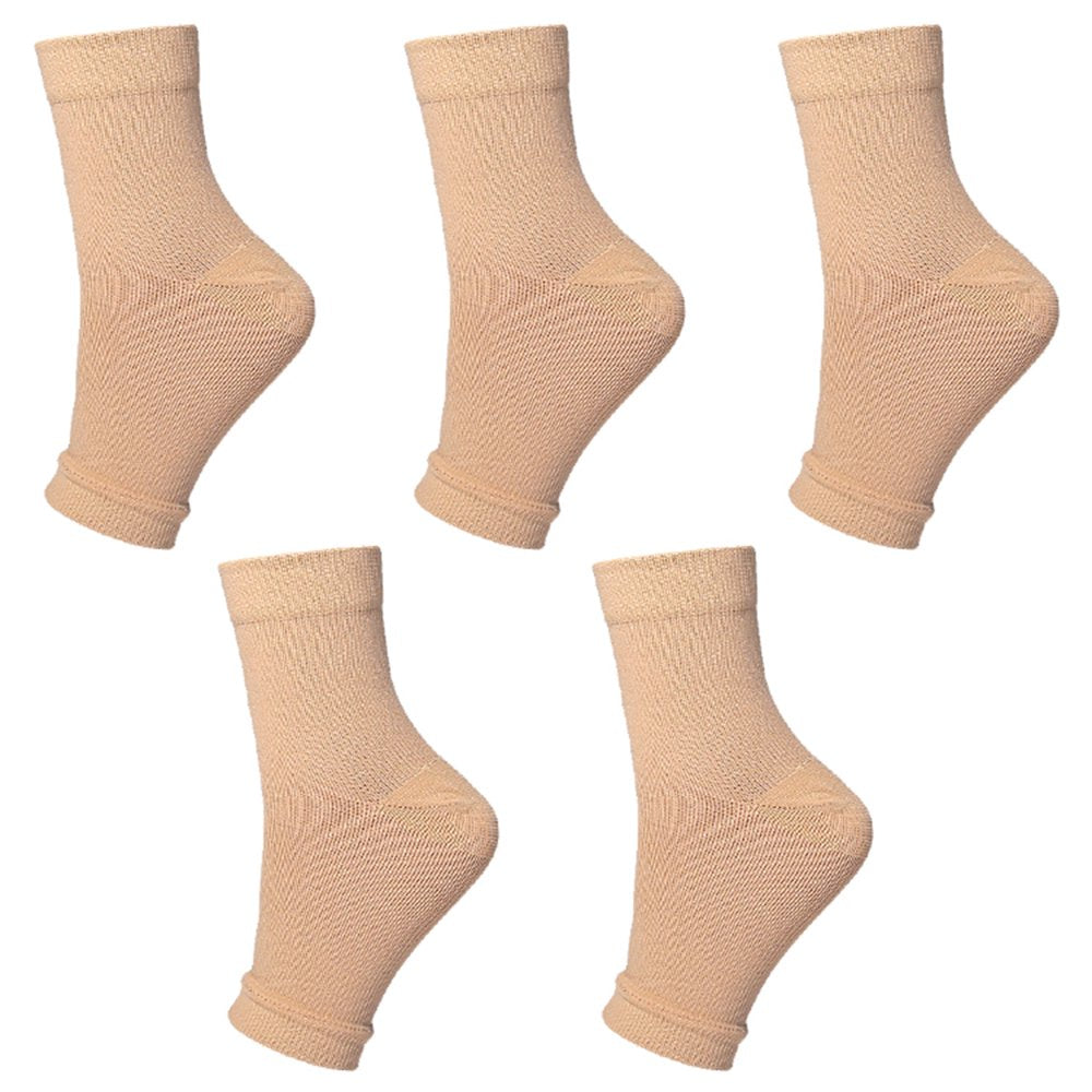 5Pairs Compression Socks for Women Ankle Brace Support Neuropathy Soothe Socks, Nano Soothesocks for Men and Women (S/M,Beige)