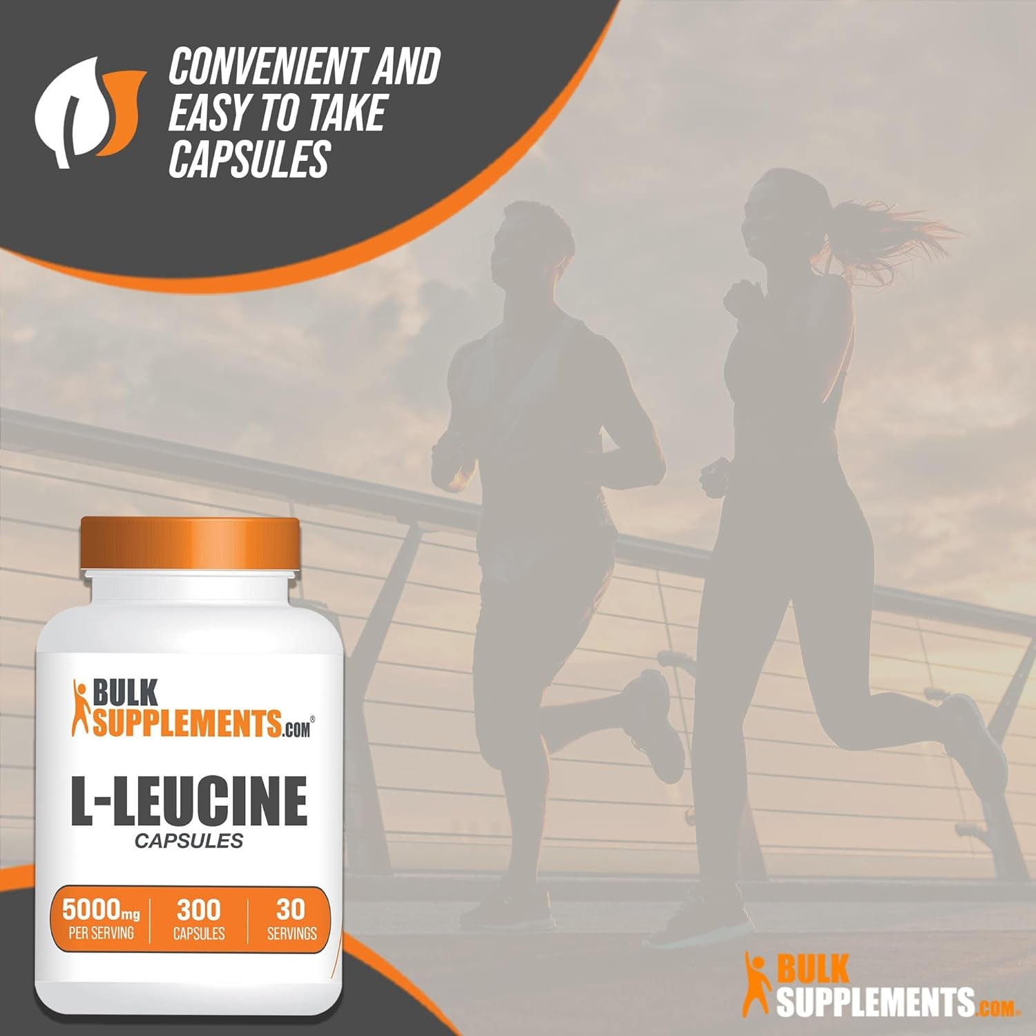 BULKSUPPLEMENTS.COM L-Leucine Capsules - Leucine Supplements, Leucine Amino Acid, BCAA Supplements, Leucine 5000Mg - Gluten Free, 10 Capsules per Serving - 30-Day Supply, 300 Capsules