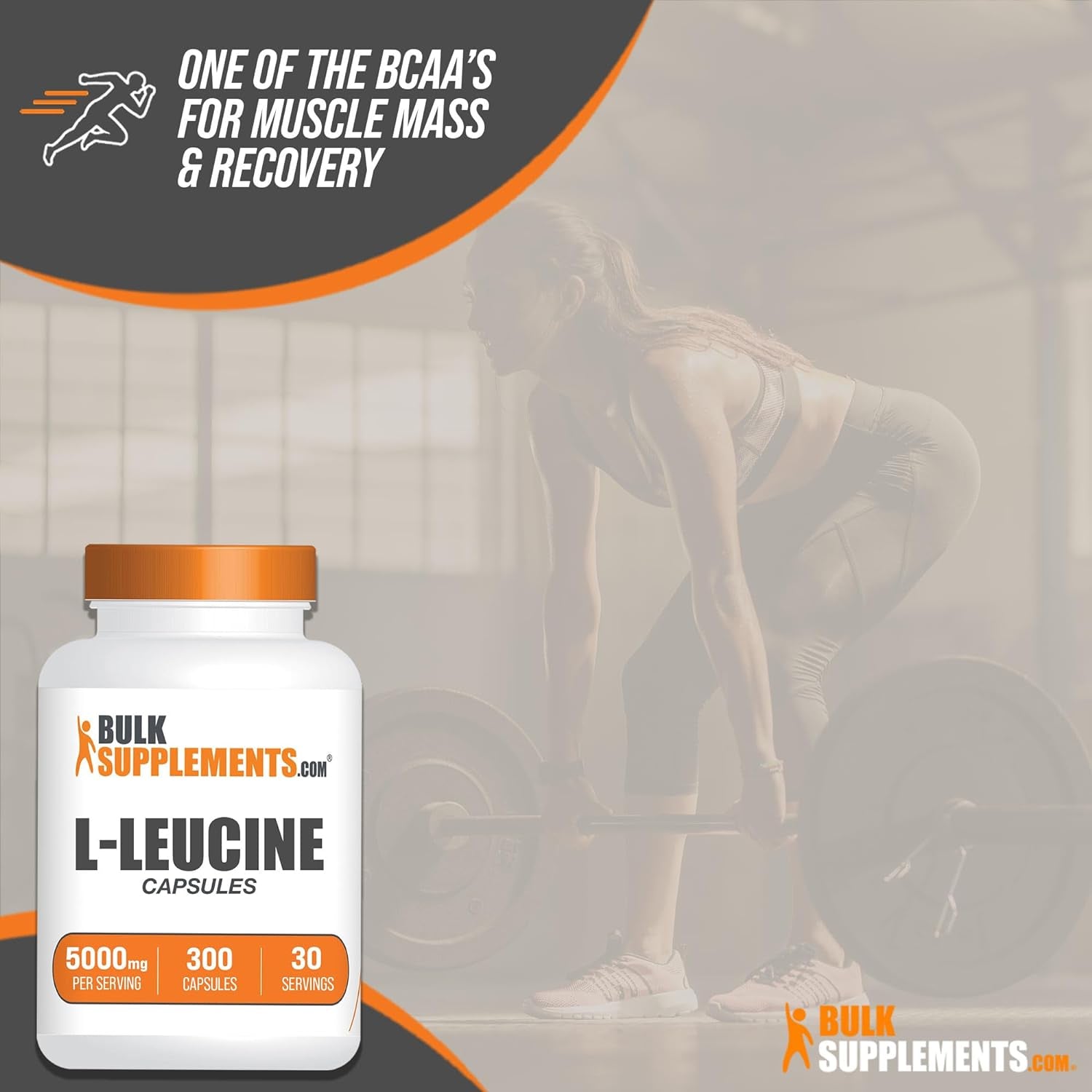 BULKSUPPLEMENTS.COM L-Leucine Capsules - Leucine Supplements, Leucine Amino Acid, BCAA Supplements, Leucine 5000Mg - Gluten Free, 10 Capsules per Serving - 30-Day Supply, 300 Capsules