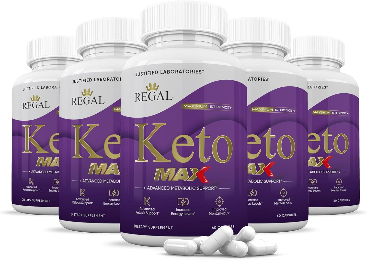 (5 Pack) Regal Keto Max Keto Pills 1200MG Includes Includes Apple Cider Vinegar Gobhb Exogenous Ketones Advanced Ketosis Support for Men Women 300 Capsules