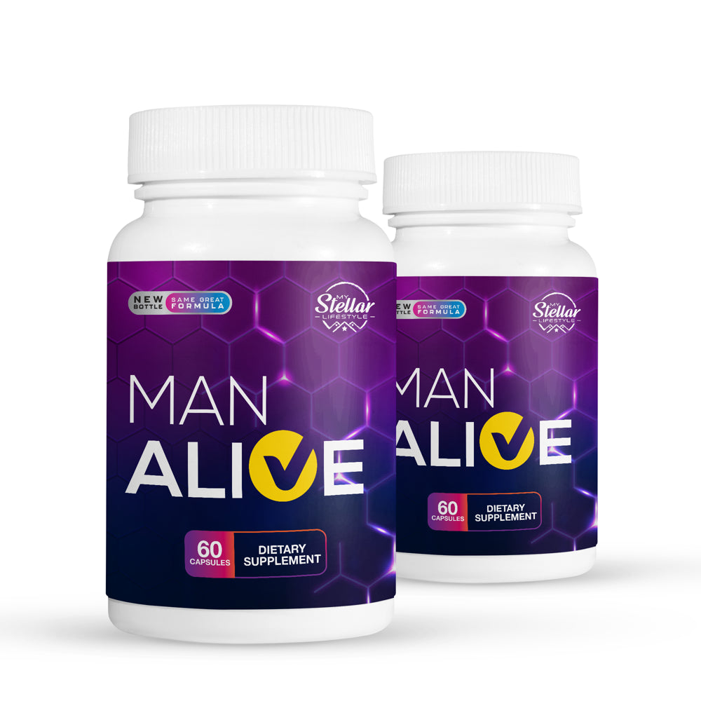 2 Pack Man Alive, Stamina Libido Vitality Pills for Men-60 Capsules X2