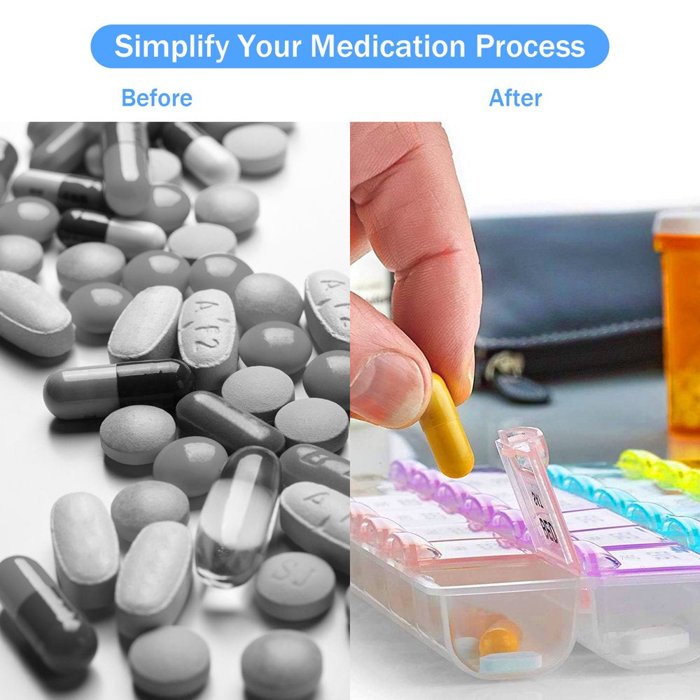 UUGEE Weekly Pill Organizer 4 Times a Day Portable 7 Day Medication Box