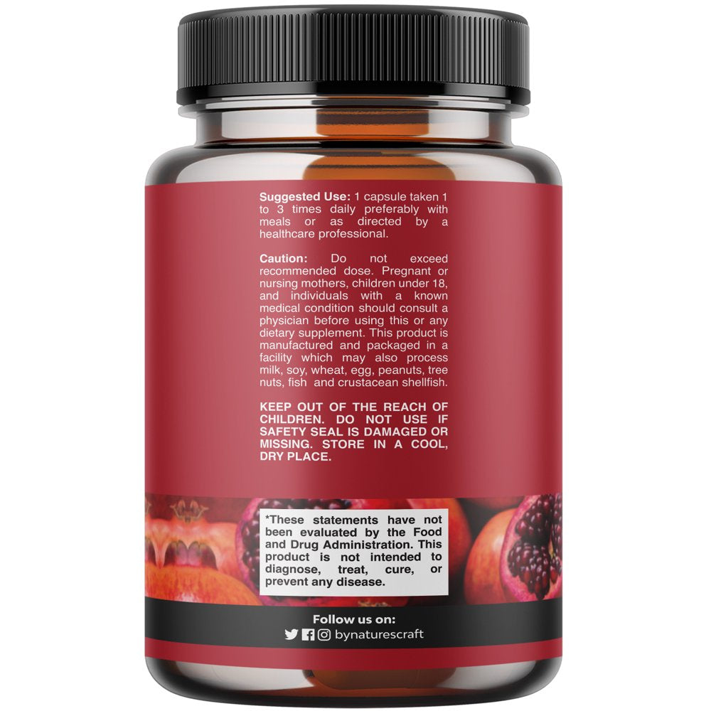 Advanced Antioxidant Superfood Pomegranate Supplement - Natural Pomegranate Extract Polyphenols Supplement for Heart Health and Joint Support - Reds Superfood Powder Capsules for Men and Women 120Ct