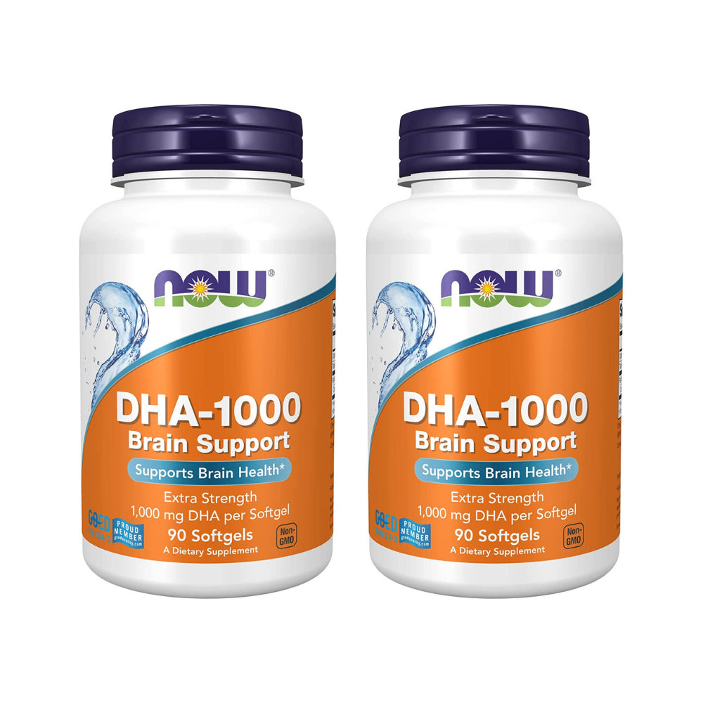 NOW Supplements, DHA 1,000 Brain Support, Extra Strength, 1,000 Mg DHA, 90 Softgels (Pack of 2)