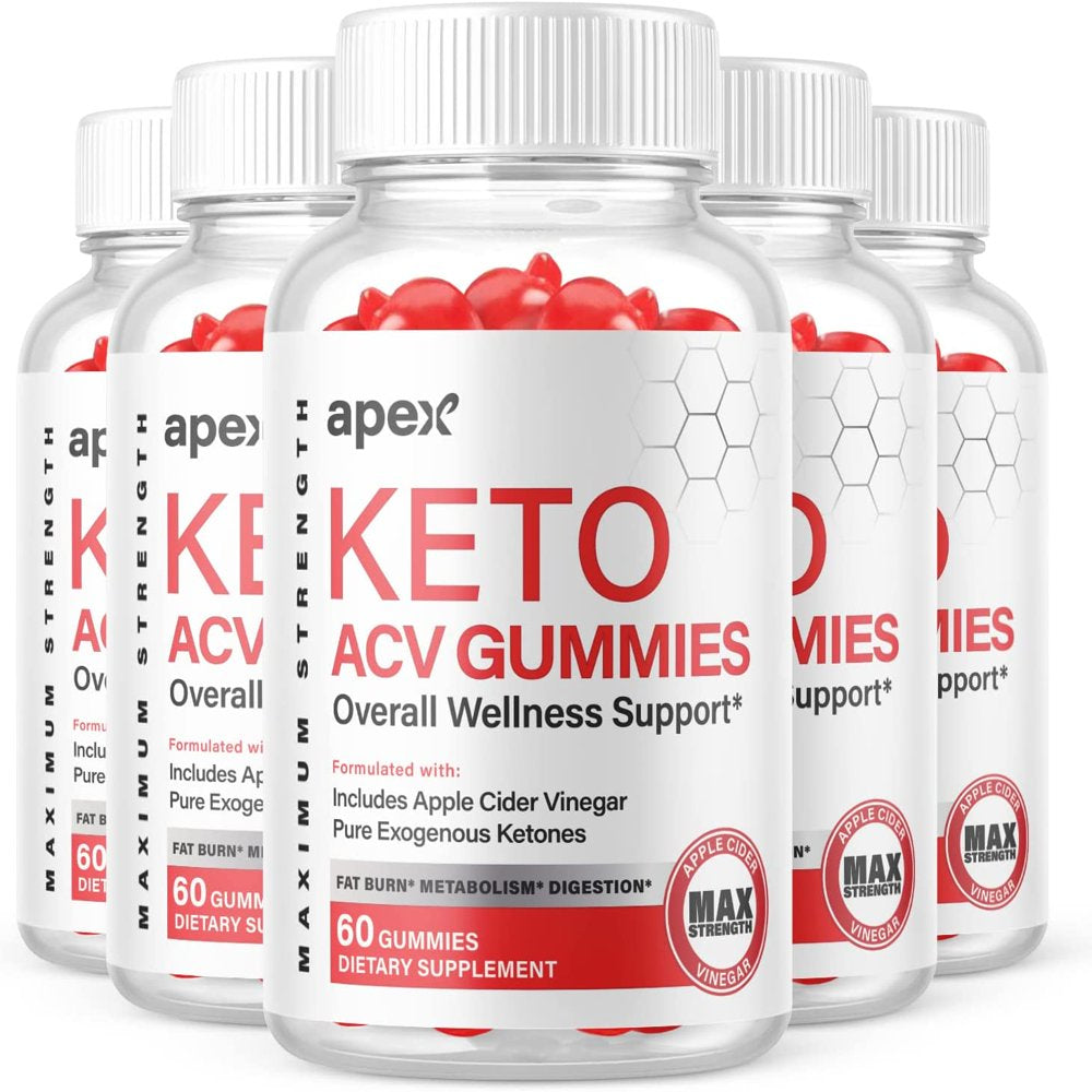 (5 Pack) Apex Keto ACV Gummies - Supplement for Weight Loss - Energy & Focus Boosting Dietary Supplements for Weight Management & Metabolism - Fat Burn - 300 Gummies