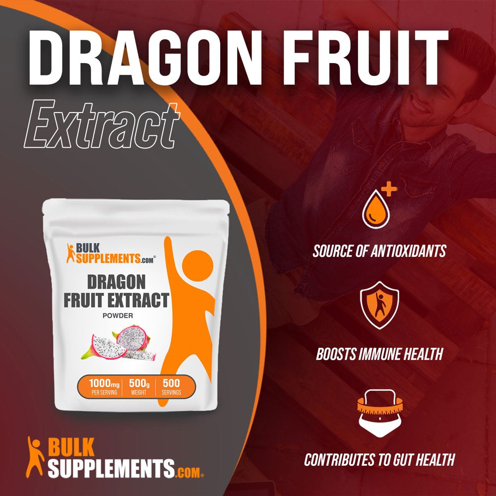 Bulksupplements.Com Dragon Fruit Extract Powder, 1000Mg - Hair, Skin, & Teeth Support (500G - 500 Serv)
