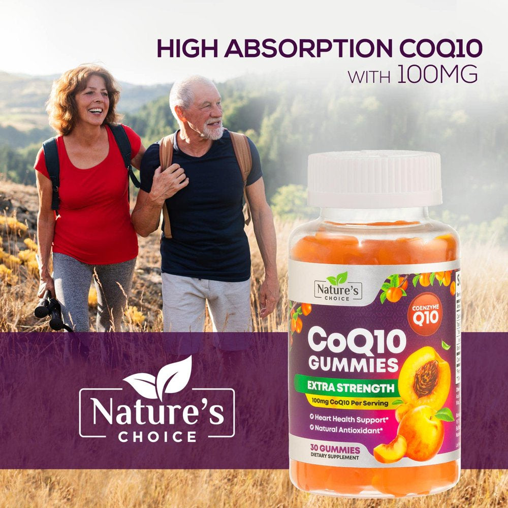 Nature'S Coq10 100Mg Gummies, 3X Better Absorption, Antioxidant for Heart Health Support & Energy Production, Ultra Coenzyme Q10 Vitamins, Coq 10 Supplements, Dietary Supplement, Non-Gmo - 30 Gummies