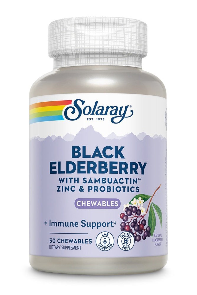 Solaray Black Elderberry with Sambuactin Zinc & Probiotics -- 30 Chewables