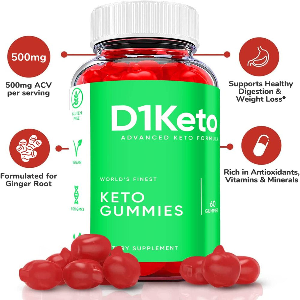 (5 Pack) D1 Keto ACV Gummies - Supplement for Weight Loss - Energy & Focus Boosting Dietary Supplements for Weight Management & Metabolism - Fat Burn - 300 Gummies