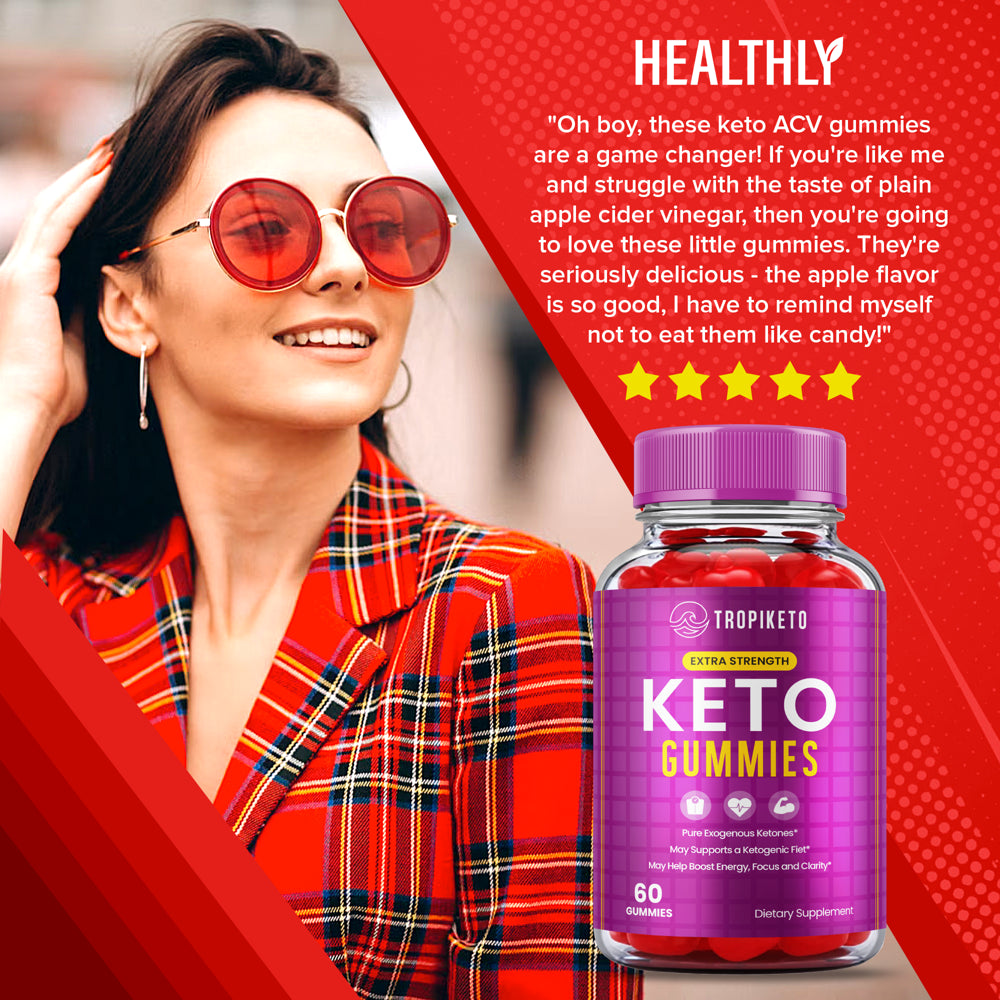 Tropiketo Keto Gummies for Weight Loss Tropi Keto ACV Gummies Extra Strength Apple Cider Vinegar Supplement (60 Gummies)