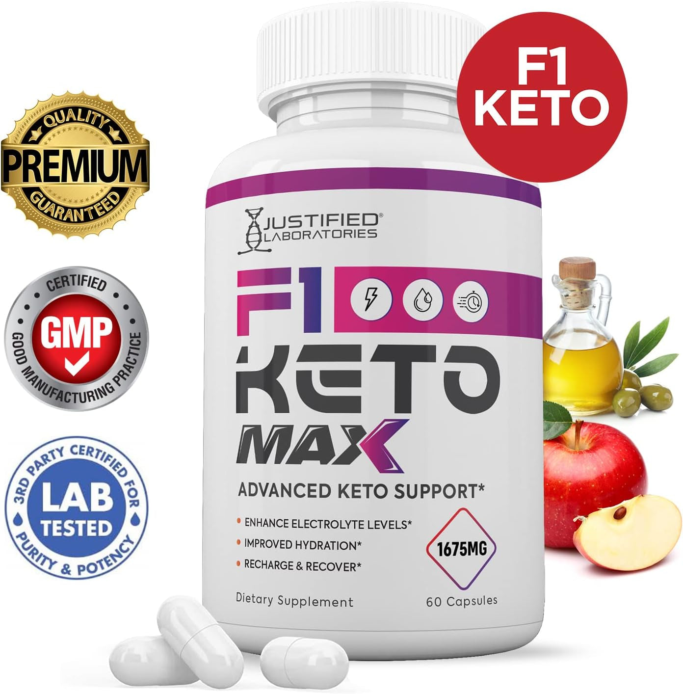 (5 Pack) F1 Keto Max 1200MG Pills Includes Apple Cider Vinegar Gobhb Strong Exogenous Ketones Advanced Ketogenic Supplement Ketosis Support for Men Women 300 Capsules