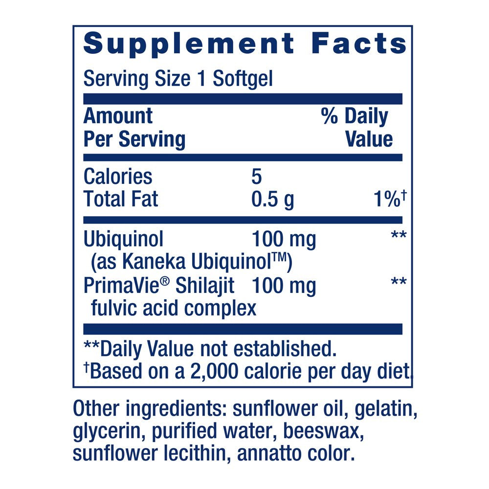 Life Extension Super Ubiquinol Coq10 with Enhanced Mitochondrial Support, Shilajit, Potent Heart Health & Cellular Energy Production Ultra-Absorbable, Gluten-No, Non-Gmo, 100Mg, 60 Softgels