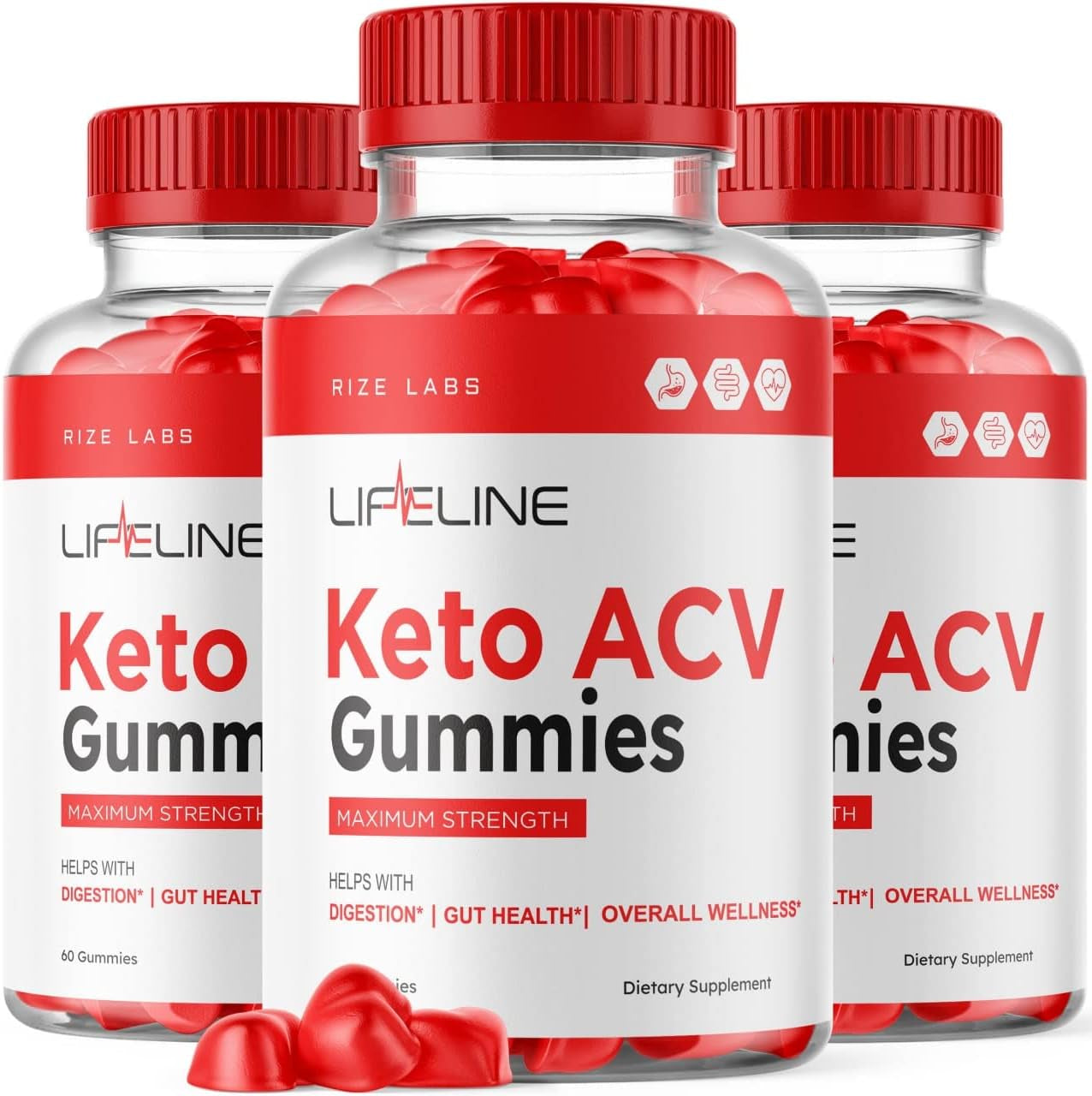 (3 Pack) Lifeline Keto + ACV Gummies Lifeline Keto + Apple Cider Vinegar Gummies Keto plus ACV Gummy (180 Gummies)