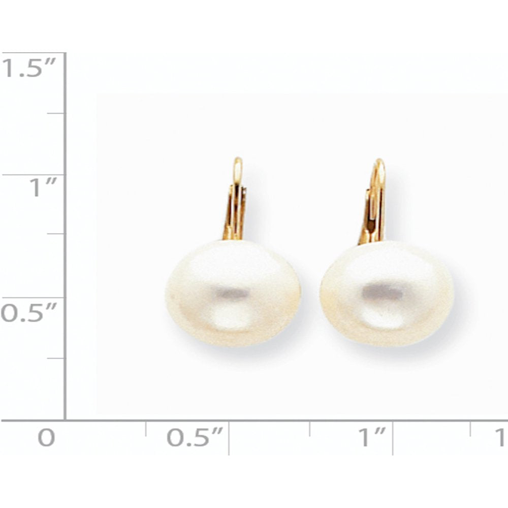 Leslies Fine Designer 14K Yellow Gold 14K10Mm-11Mm FW Cultured Pearl White Button Earrings (Length=20) (Width=10)