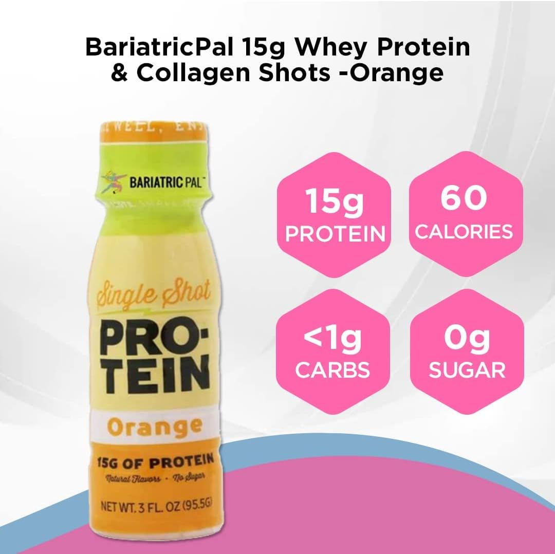 Bariatricpal 15G Ready-To-Drink Whey Protein & Collagen Shots - Orange (24 Bottles)