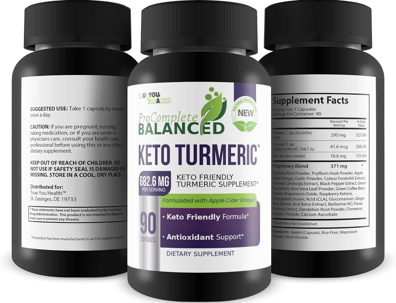 3X Pro Complete Balanced Keto Cleanse - 3 Month Supply - Help Flush Waste & Toxins - Keto Friendly Detox Cleanse with Psyllium - Natural Antioxidant Support - Aid Detoxification - Keto Turmeric