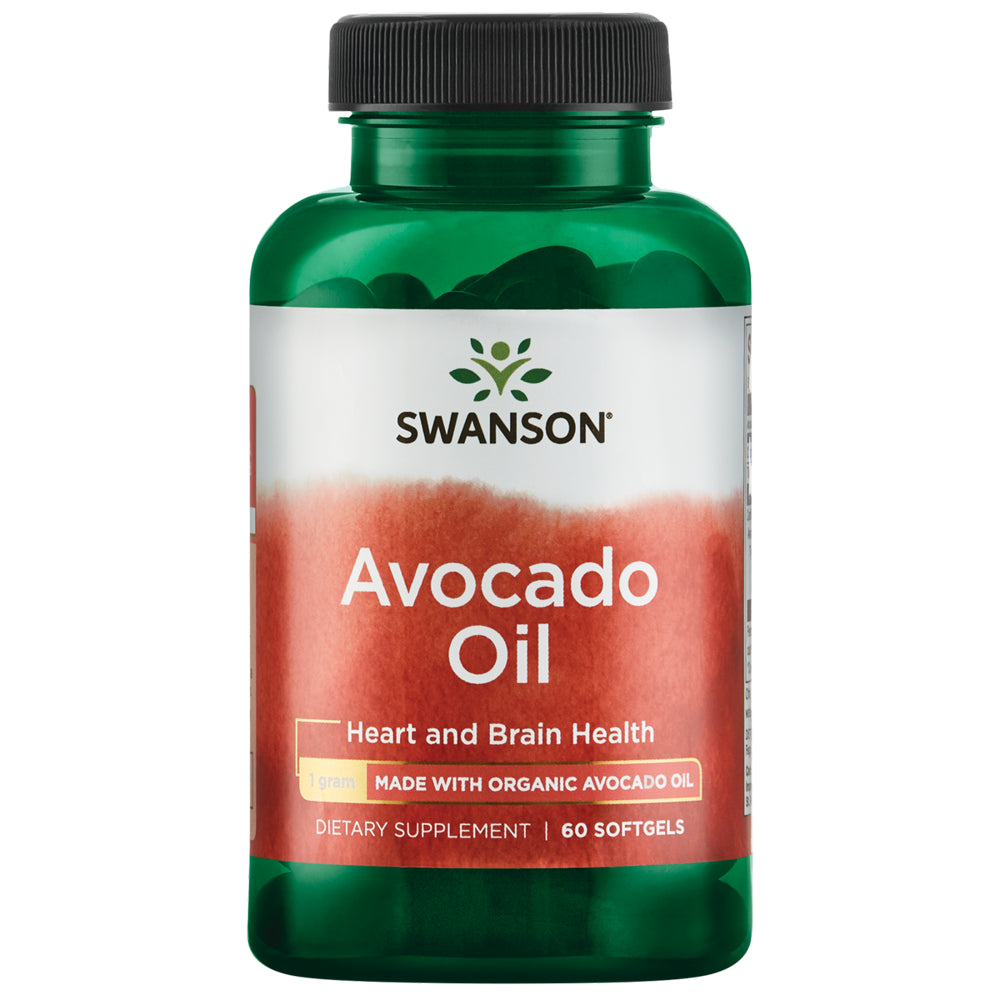 Swanson Avocado Oil - Natural Supplement Full of Essential Fatty Acids Promoting Healthy Cholesterol, Skin, and Joint Support - Made with Organic Avocado Oil - (60 Softgels, 1G Each)