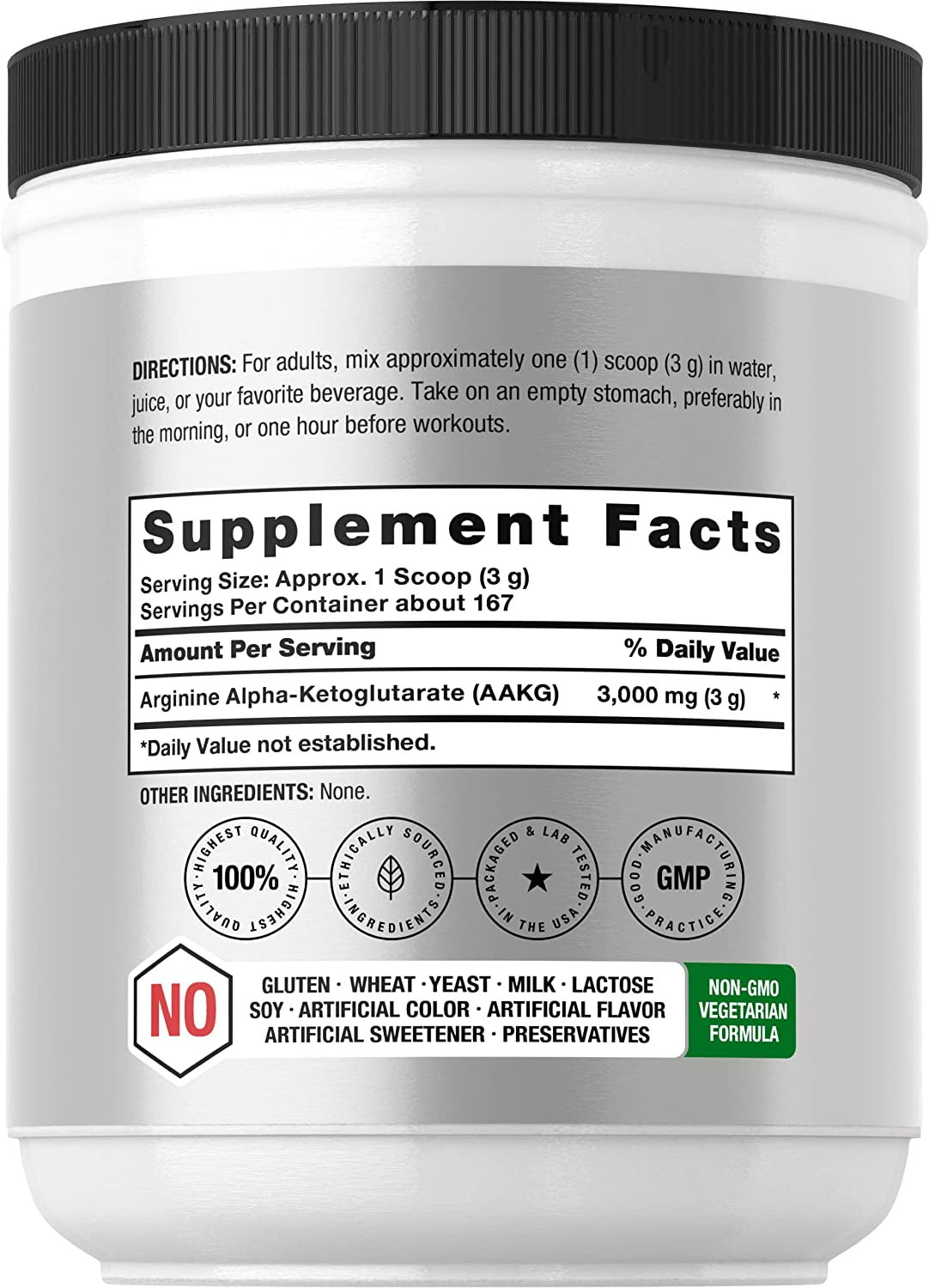 AAKG Powder | Arginine Alpha-Ketoglutarate | 1.1Lbs (17.6 Oz) | Vegetarian, Non-Gmo, & Gluten Free Supplement | by Horbaach