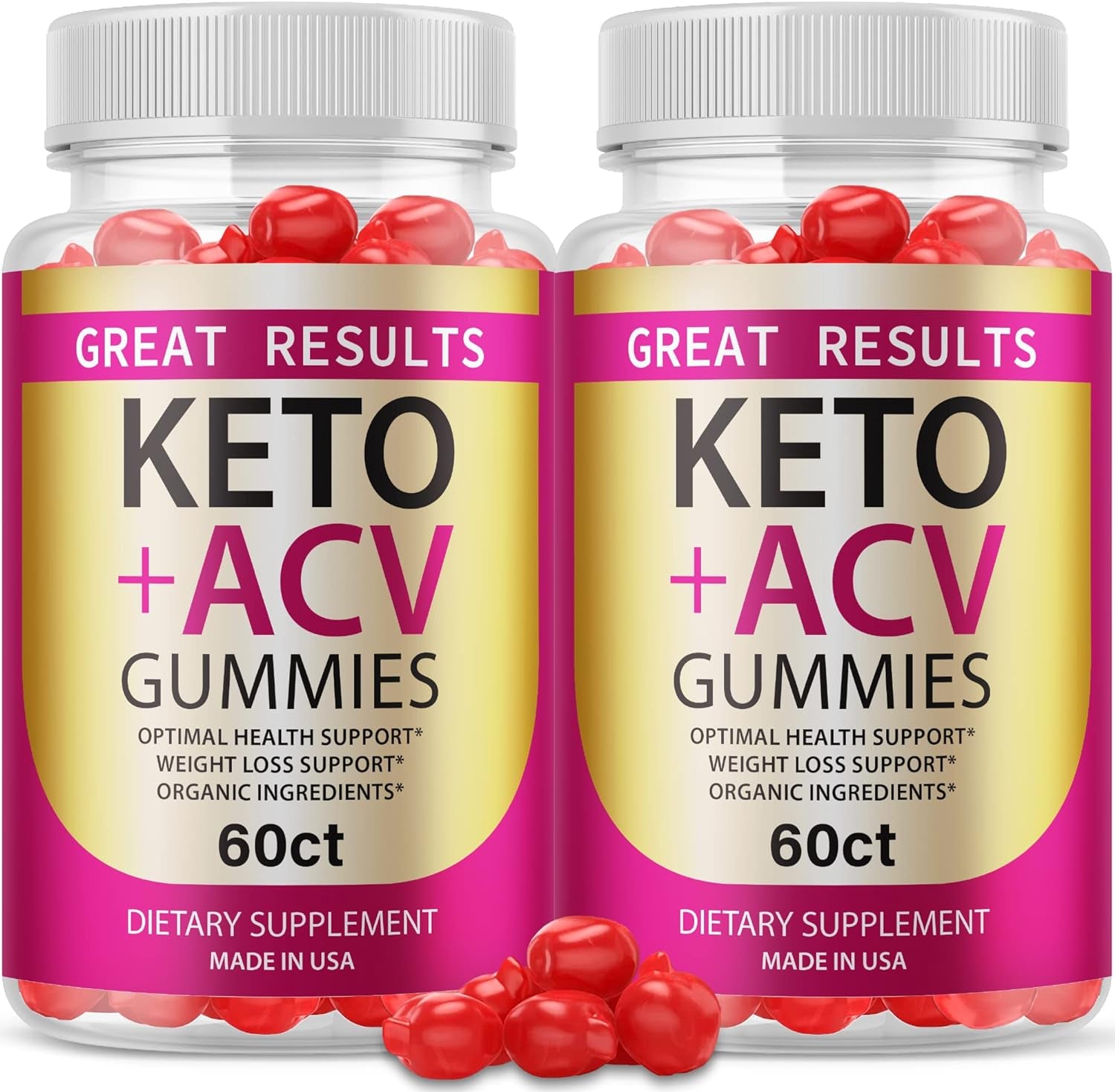 (2 Pack) Great Results Keto ACV Gummies with Apple Cider Vinegar, Great Results Keto Gummies, Great Results Keto plus ACV Gummies Advanced Formula, Vegan Vitamin B12, Great Results Keto (120 Gummies)