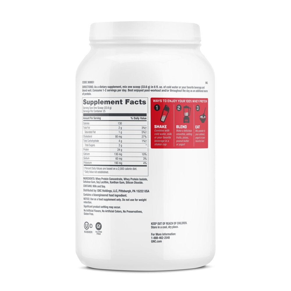 GNC Pro Performance 100% Whey Protein Powder - Unflavored, 25 Servings, Supports Healthy Metabolism and Lean Muscle Recovery
